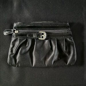Black Dior Beauty Satin Clutch with Zipper and Buckle